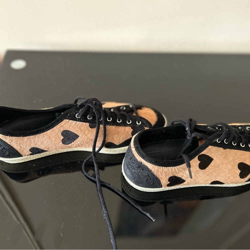 NWOT Burberry Sneakers, Heart-Print Calf Hair Sneaker